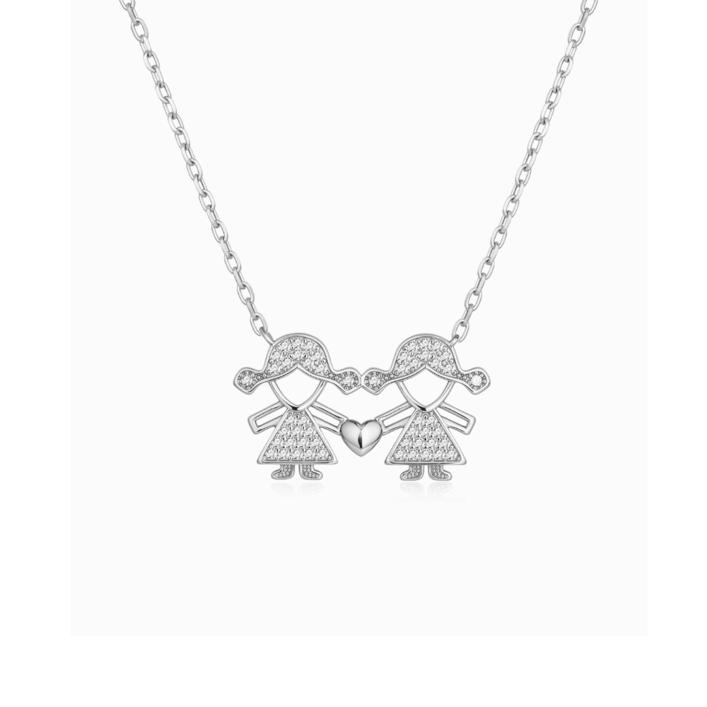 FIO CASAL EM PRATA 925% COM ZIRCÓNIAS MENINA + MENINA