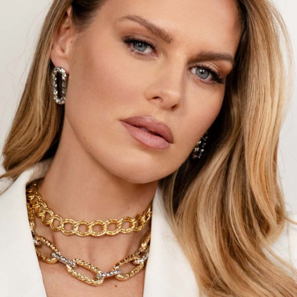 BRINCOS REBECCA ATHENA BRONZE COM BANHO DE OURO 24K