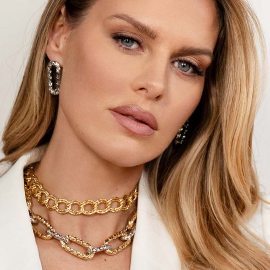 BRINCOS REBECCA ATHENA BRONZE COM BANHO DE OURO 24K