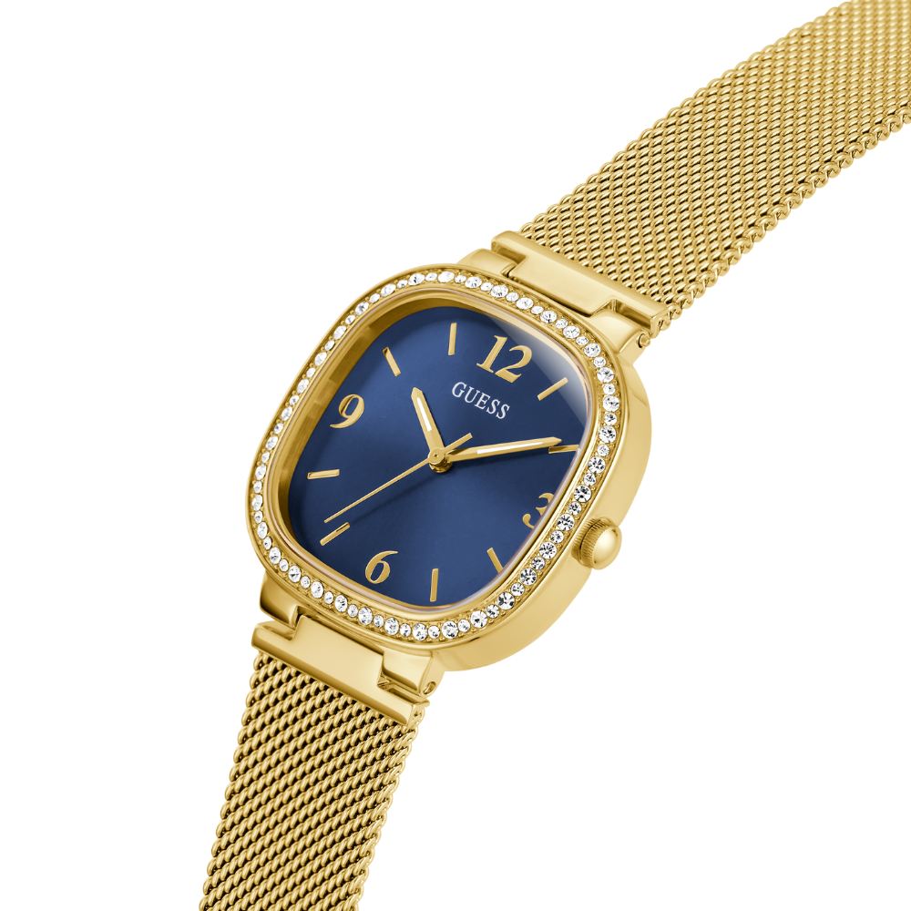 RELÓGIO GUESS TAPESTRY DOURADO COM MOSTRADOR AZUL