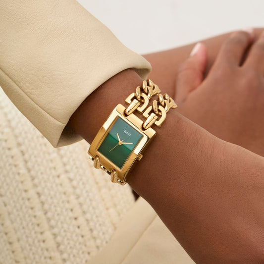 RELÓGIO GUESS DOURADO COM MOSTRADOR VERDE