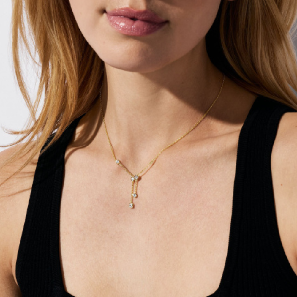 FIO MICHAEL KORS EM PRATA 925% PLAQUEADO A OURO 14K C/ ZIRCONIAS