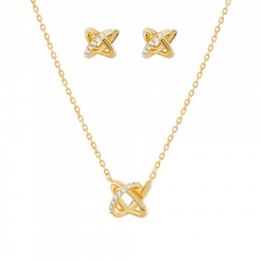 BOX UNIKE EM PRATA 925 COLAR + BRINCOS CLASSY E CHIC KNOT