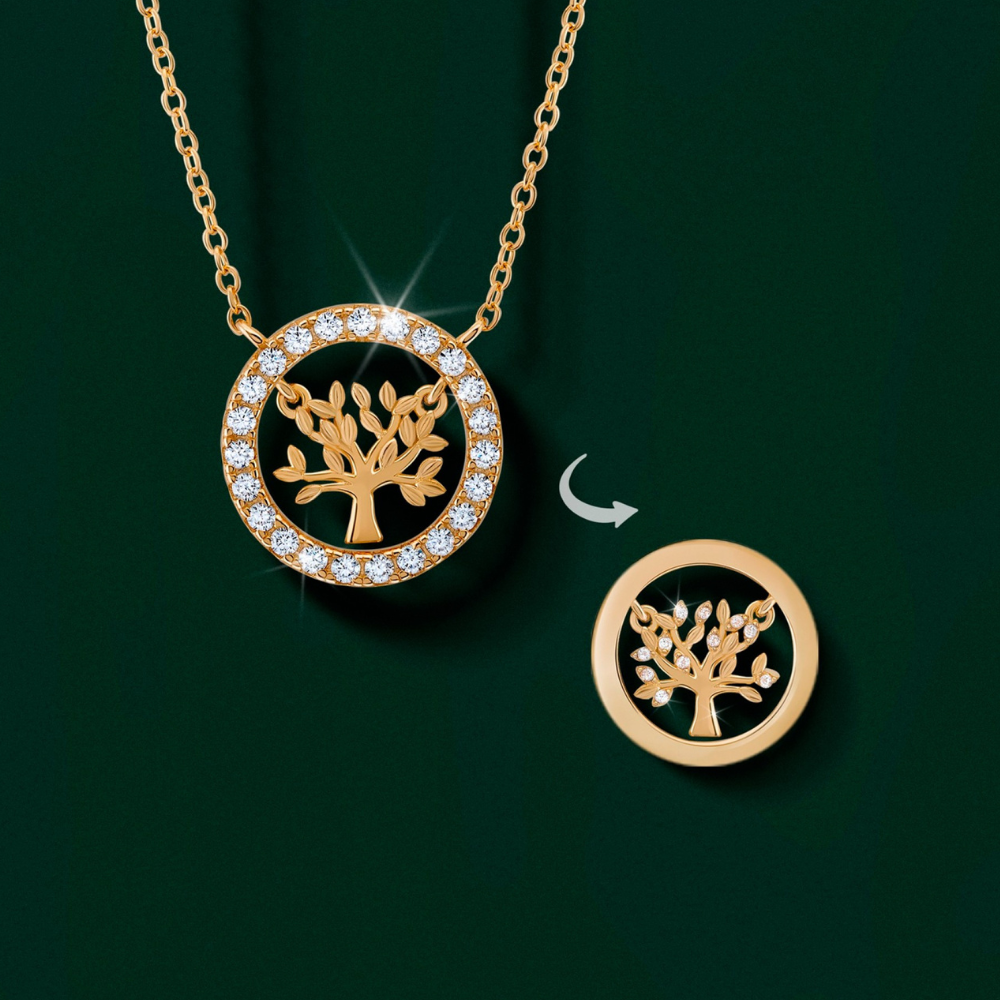 COLAR EM PRATA 925 UNIKE MEANINFUL TREE GOLD