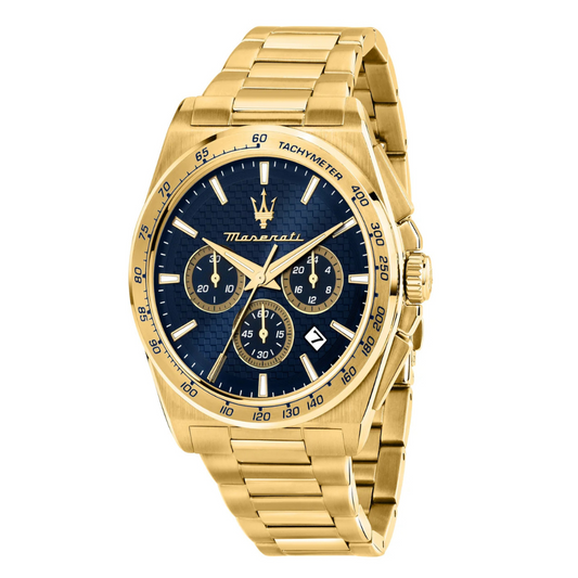 RELÓGIO MASERATI VELOCITÀ DOURADO MOSTRADOR AZUL