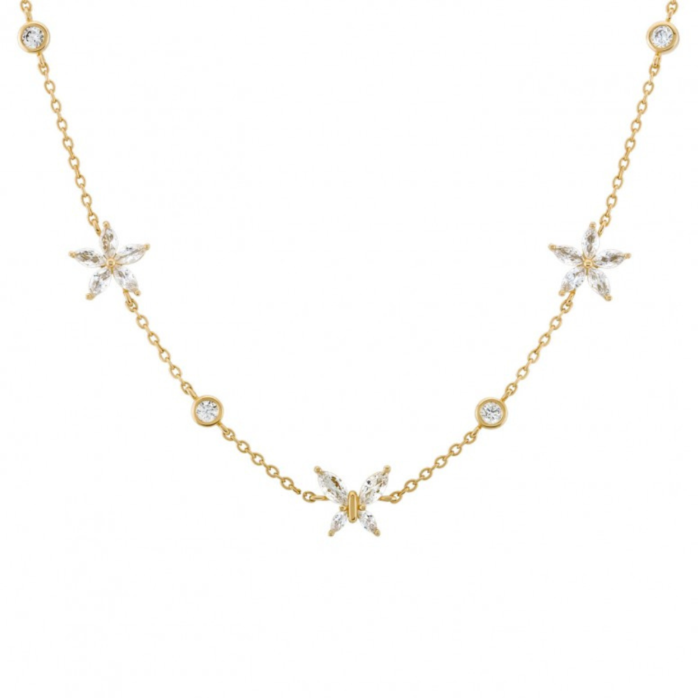 COLAR EM PRATA 925 UNIKE MIX E MATCH NAVETE FLOWER E BUTTERFLY