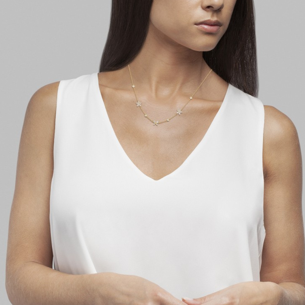 COLAR EM PRATA 925 UNIKE MIX E MATCH NAVETE FLOWER E BUTTERFLY