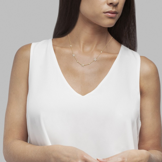 COLAR EM PRATA 925 UNIKE MIX E MATCH NAVETE FLOWER E BUTTERFLY