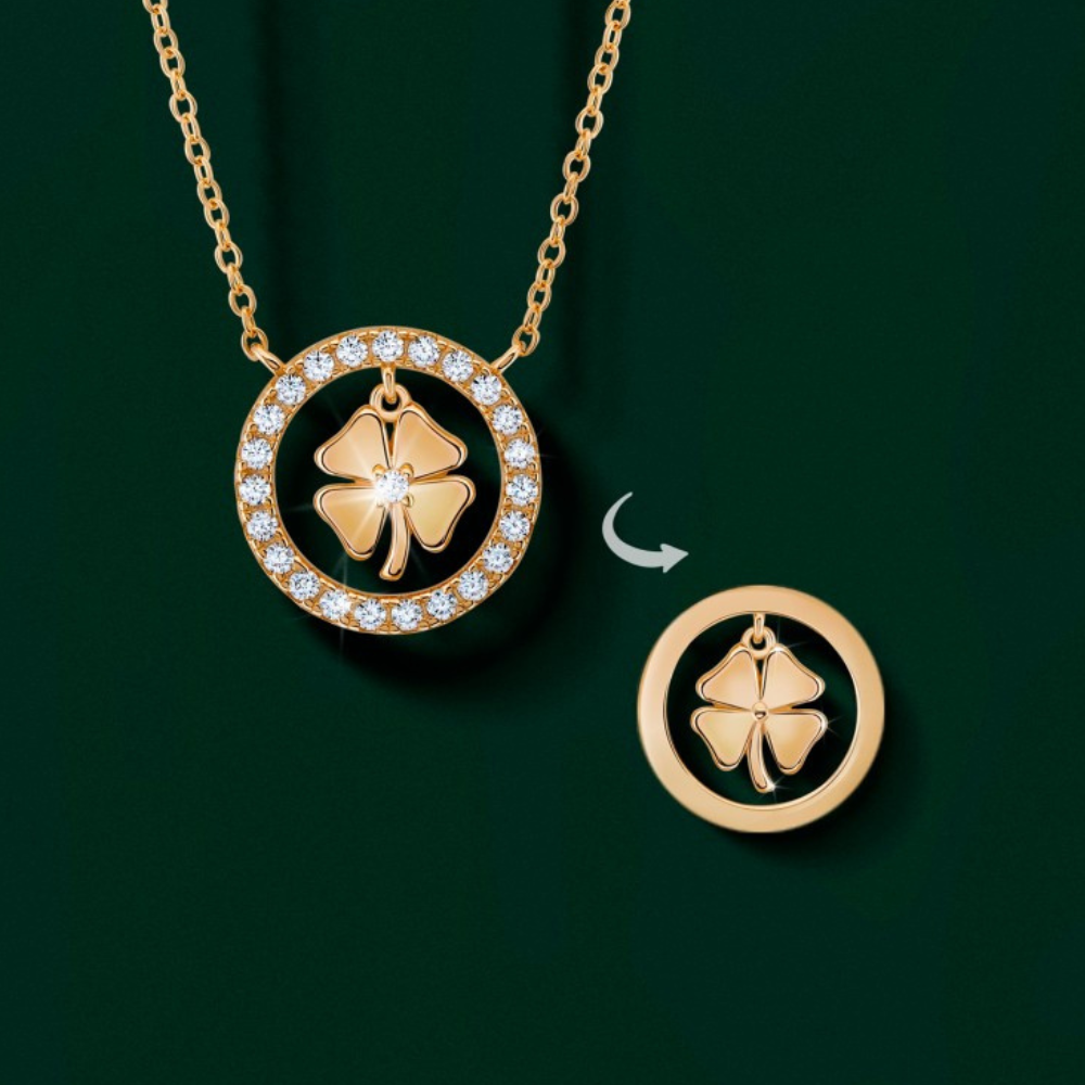 COLAR EM PRATA 925 UNIKE MEANINFUL CLOVER GOLD
