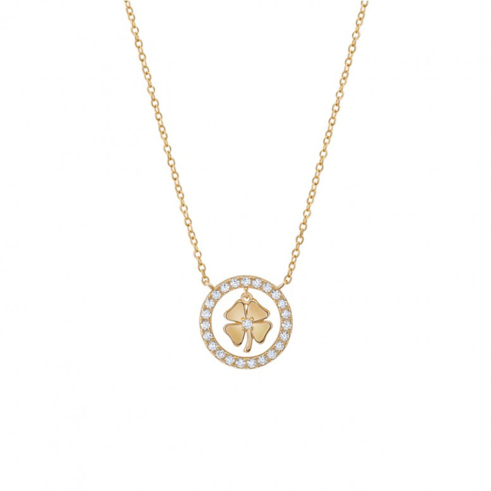 COLAR EM PRATA 925 UNIKE MEANINFUL CLOVER GOLD