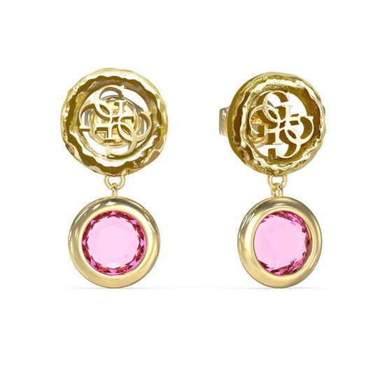 BRINCOS GUESS COM PEDRA ROSA