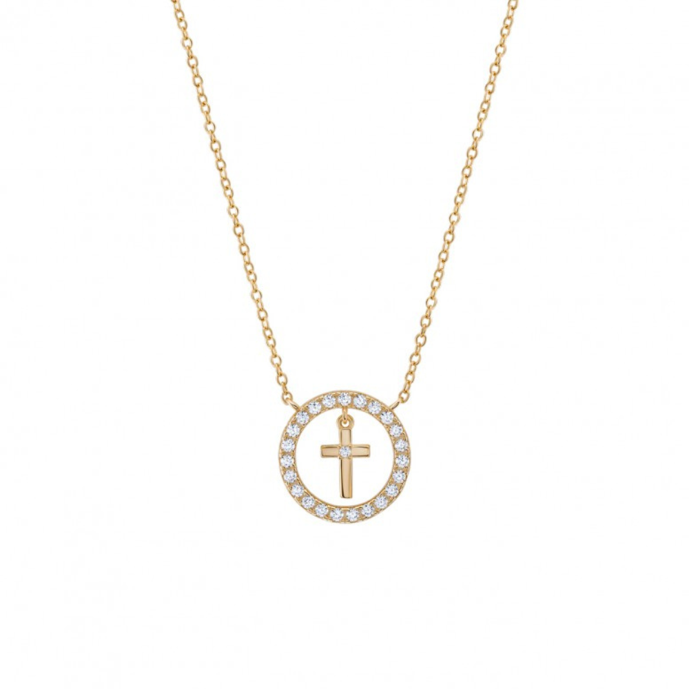 COLAR EM PRATA 925 UNIKE MEANINFUL CROSS GOLD