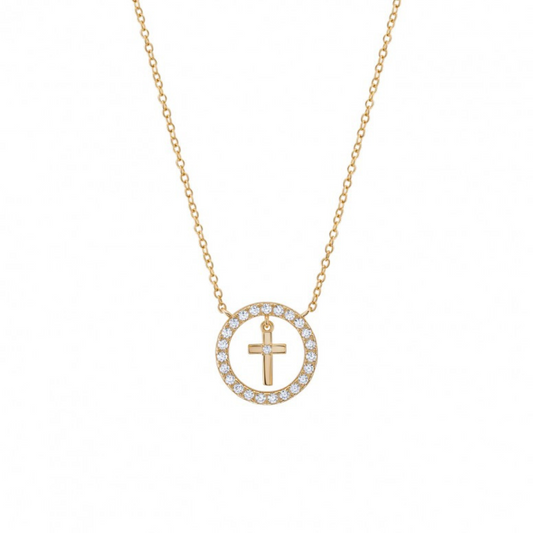 COLAR EM PRATA 925 UNIKE MEANINFUL CROSS GOLD