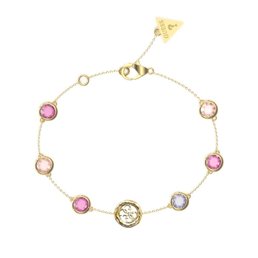 PULSEIRA GUESS PETRA EM AÇO DOURADO COM ZIRCÓNIAS ROSA