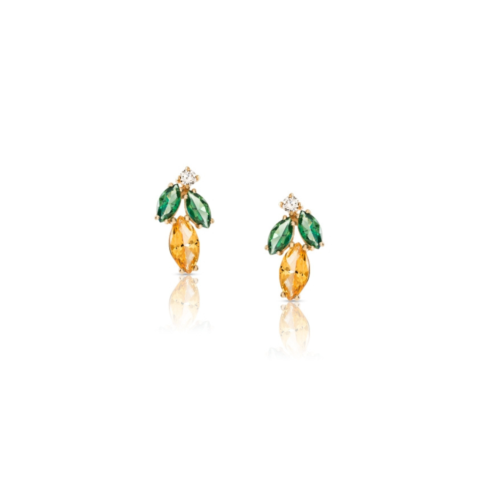 Brincos em Ouro 19,2k com Diamantes e Topázios