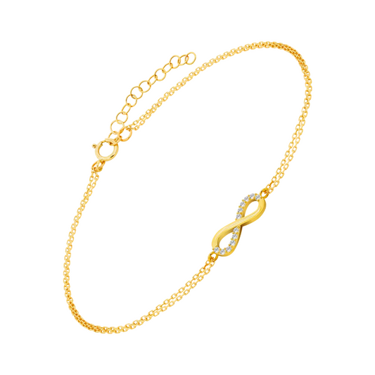 PULSEIRA EM OURO 9K INFINITO COM ZIRCÓNIAS