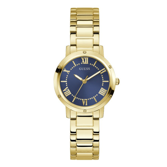 RELÓGIO GUESS DAWN DOURADO COM MOSTRADOR AZUL
