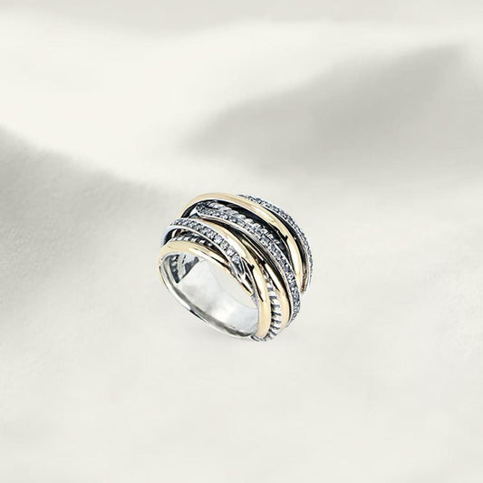 ANEL GUMUS EM PRATA 925% 14.5G E OURO 375% 1.40GRCOM ZIRCÓNIAS