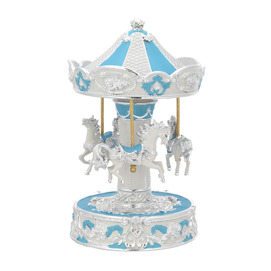 CARROSEL CAVALOS CERAMICA AZUL ESP