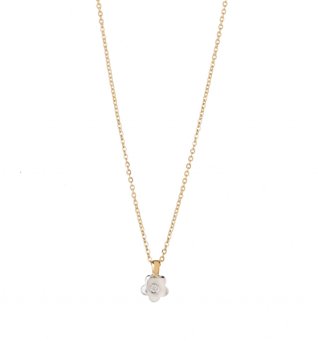 COLAR EM OURO COM MEDALHA FLOR