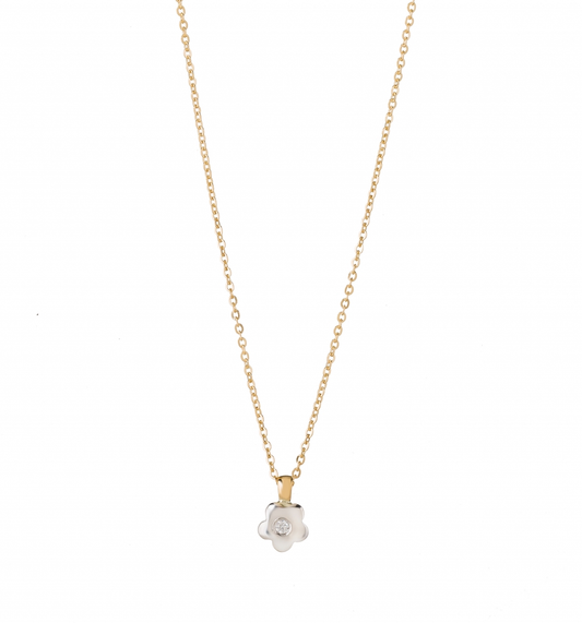 COLAR EM OURO COM MEDALHA FLOR