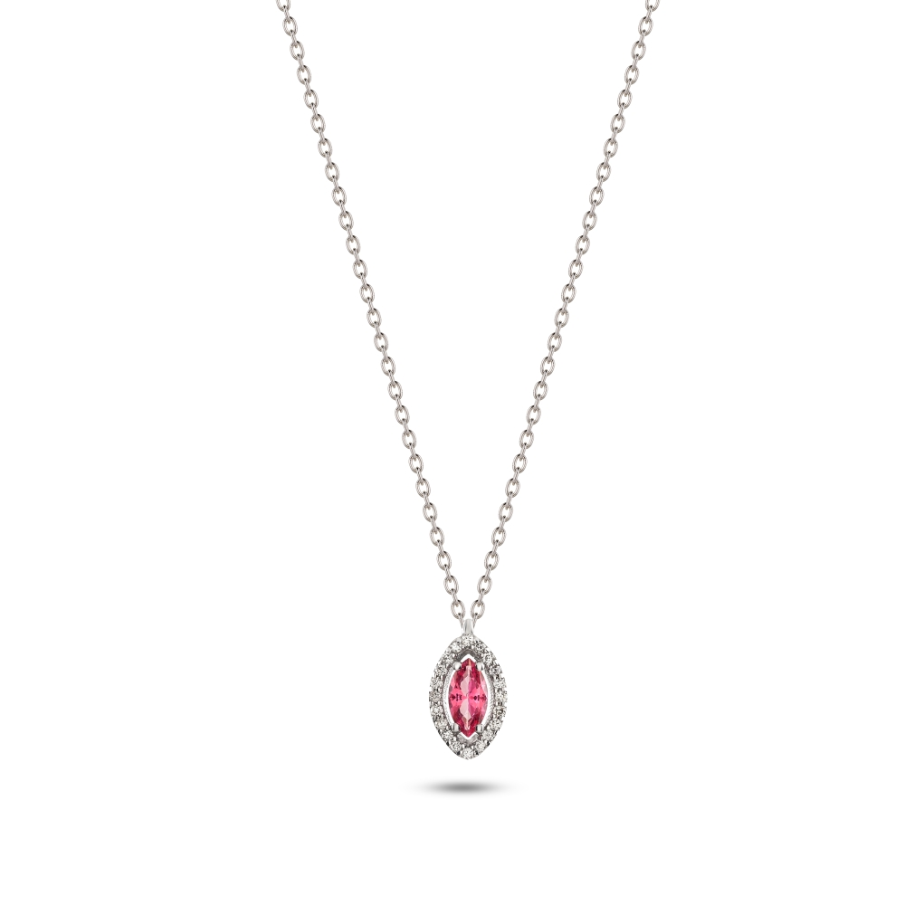 Colar em Ouro 19,2k com Diamantes com Topázio Rosa Natural