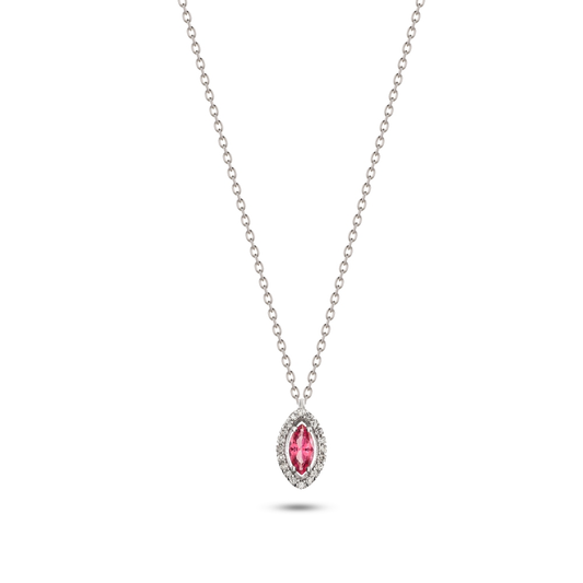 Colar em Ouro 19,2k com Diamantes com Topázio Rosa Natural