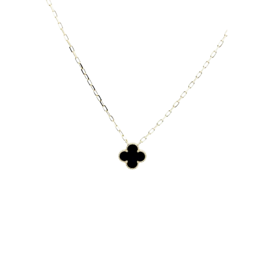 COLAR EM PRATA 925 DOURADO COM PEDRA PRETA