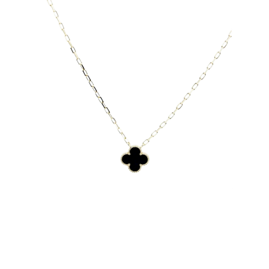 COLAR EM PRATA 925 DOURADO COM PEDRA PRETA