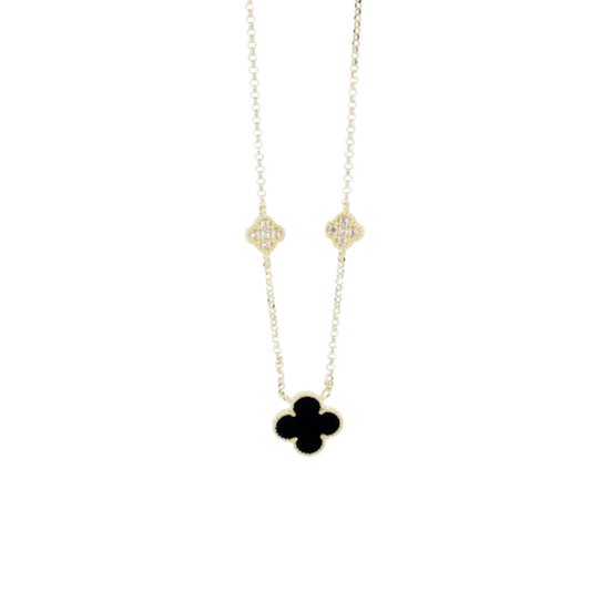 FIO EM PRATA 925 DOURADO COM PEDRAS PRETAS