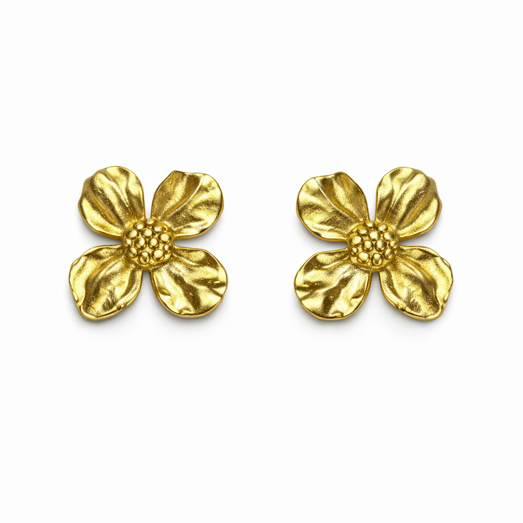 BRINCOS EM PRATA 925 DOURADA FLOR