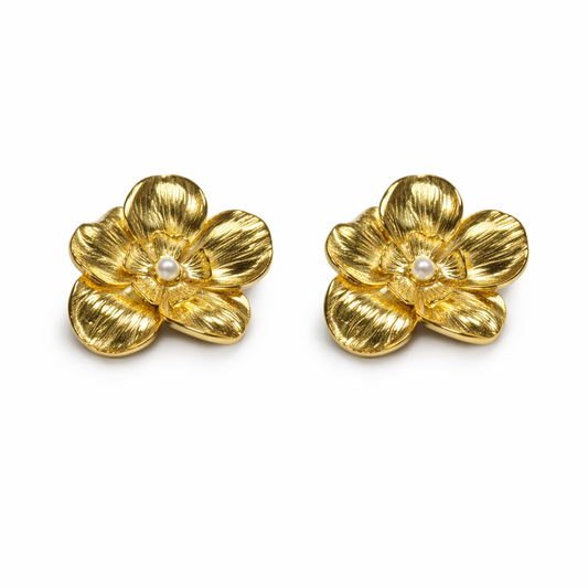 BRINCOS EM PRATA 925 COM PEROLA NO CENTRO