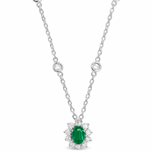 COLAR EM PRATA 925 COM ZIRCÔNIA VERDE