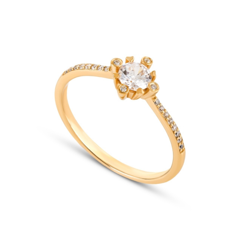 ANEL EM OURO COM ZIRCONIAS