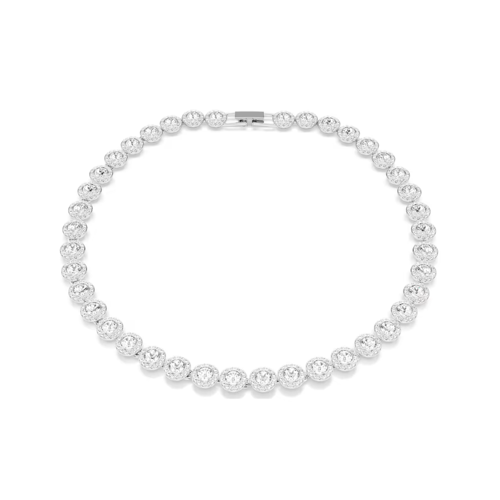 Colar Swarovski Tennis Una Angelic Lapidação redonda, Branco, Lacado a ródio