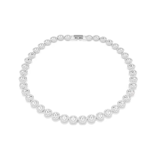 Colar Swarovski Tennis Una Angelic Lapidação redonda, Branco, Lacado a ródio