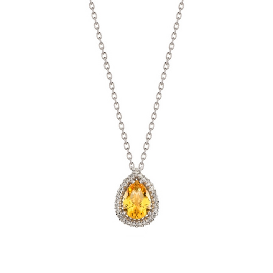 COLAR EM OURO 19,2K, COM DIAMANTES E TOPAZIO AMARELO