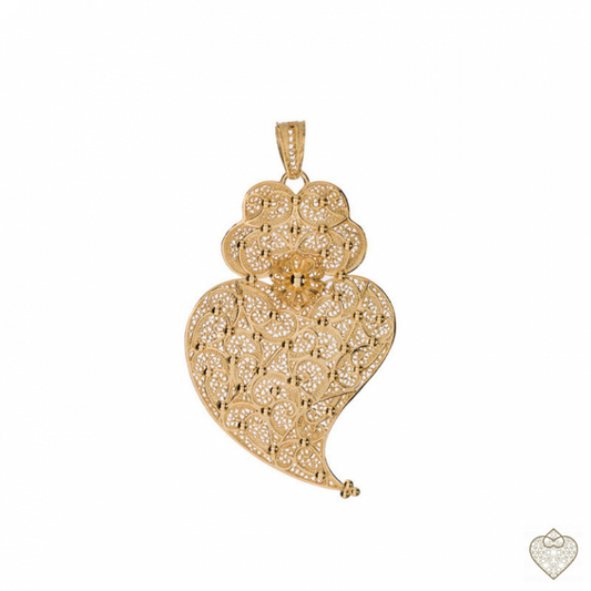 CORAÇÃO FILIGRANA SAUDADE EM PRATA 925 DOURADA 5.10GRS 5CM