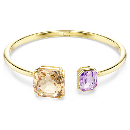 Pulseira Swarovski Millenia bangle, Octagon cut, Multicolored, Gold-tone plated