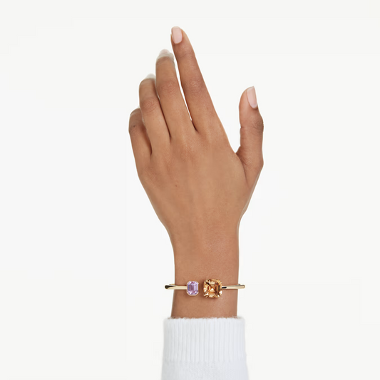 Pulseira Swarovski Millenia bangle, Octagon cut, Multicolored, Gold-tone plated