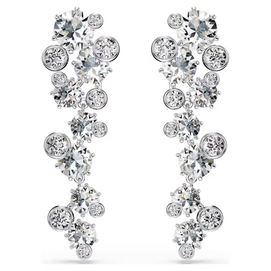 Brincos Swarovski Constella drop earrings, Mixed cuts, White, Rhodium plated