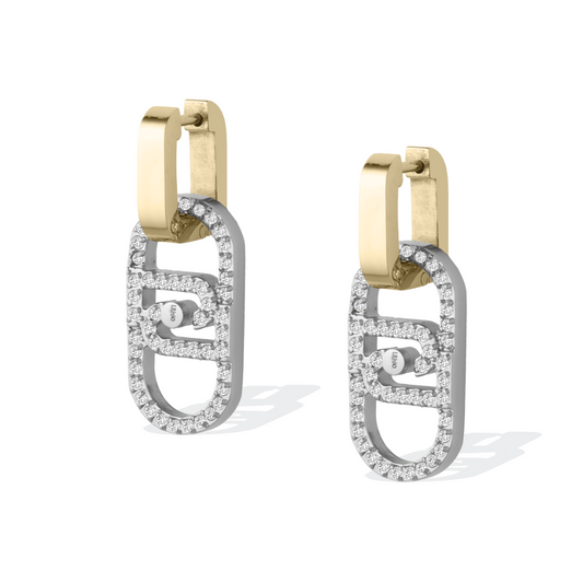 BRINCOS LIU JO EM AÇO COM CRISTAIS LJ2812