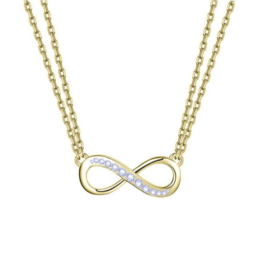 COLAR LIU JO EM AÇO COM INFINITO E CRISTAIS LJ2514