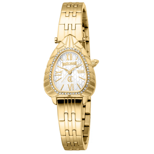 RELOGIO JUTS CAVALLI ANIMALIER DOURADO MOST. PRATA 24X27mm JC1L366M0055