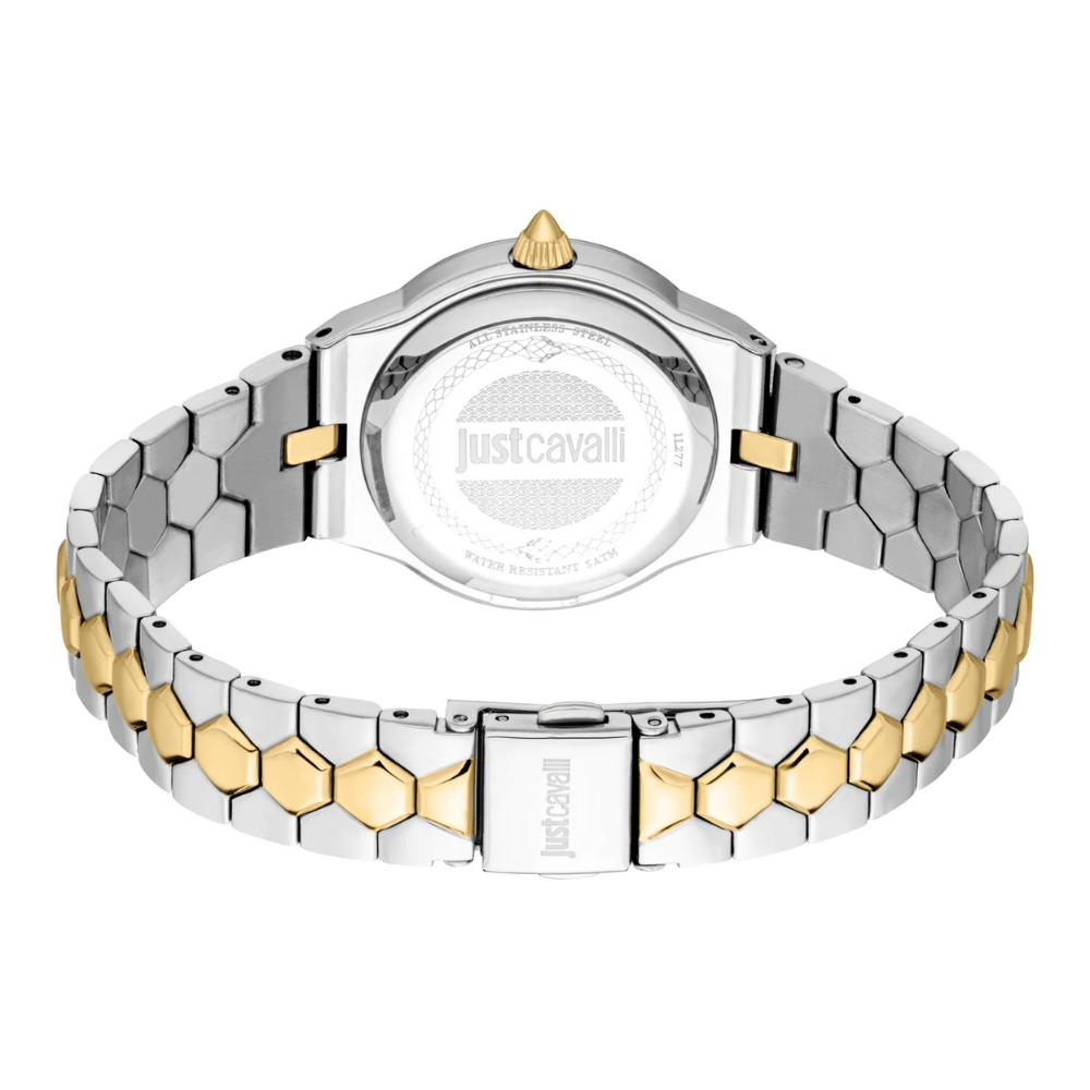 RELOGIO JUTS CAVALLI GLAM BICOLOR MOST. PRATA 32mm JC1L277M0045
