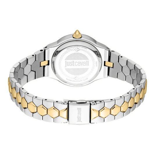 RELOGIO JUTS CAVALLI GLAM BICOLOR MOST. PRATA 32mm JC1L277M0045