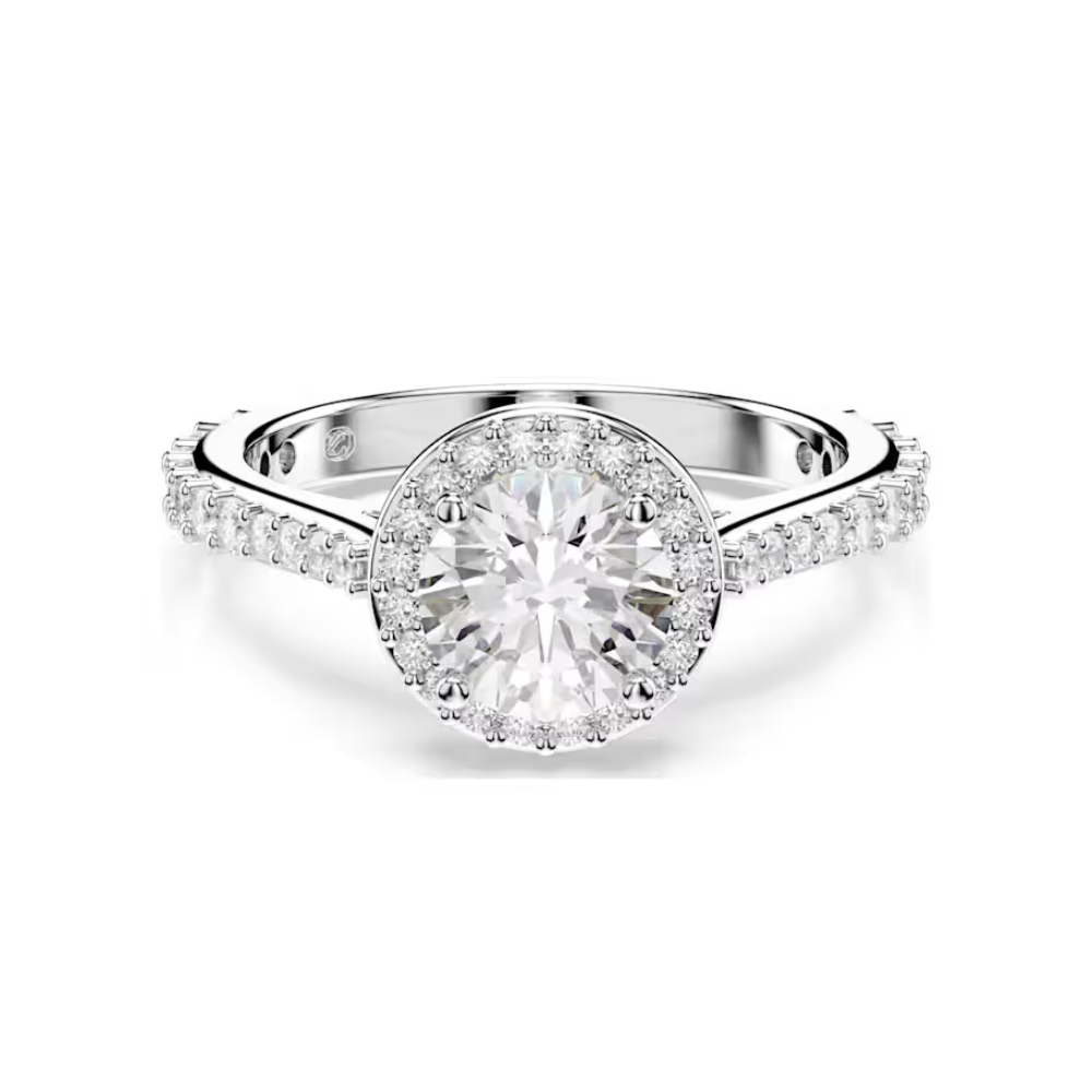 Anel Swarovski Una Angelic ring, Round cut, White, Silver-tone finish
