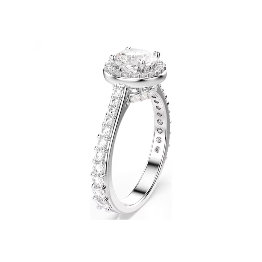 Anel Swarovski Una Angelic ring, Round cut, White, Silver-tone finish
55