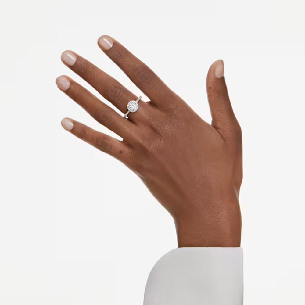 Anel Swarovski Una Angelic ring, Round cut, White, Silver-tone finish
55