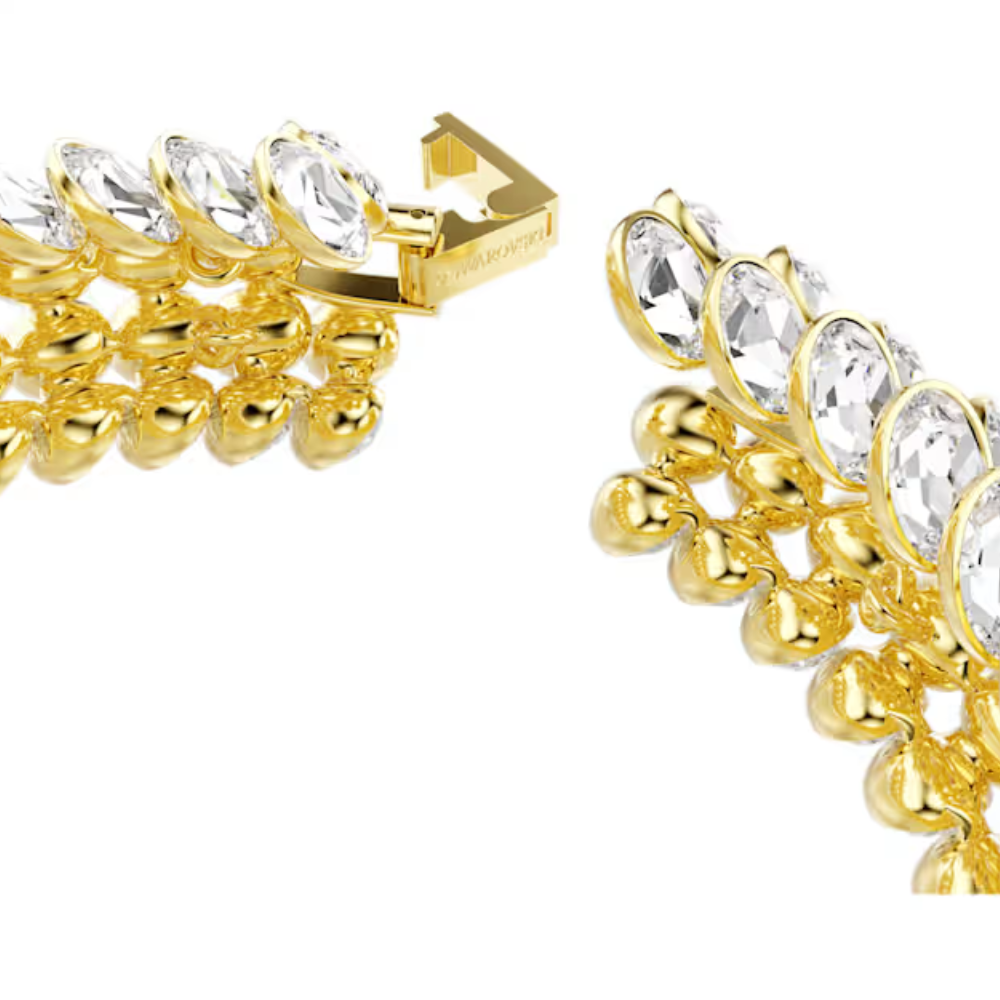PULSEIRA SWAROVSKI IDYLLIA LAPIDAÇÃO OVAL, BRANCA, LACADO A DOURADO